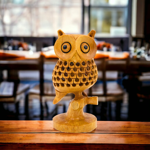 Natriel Wooden Owl Statue
